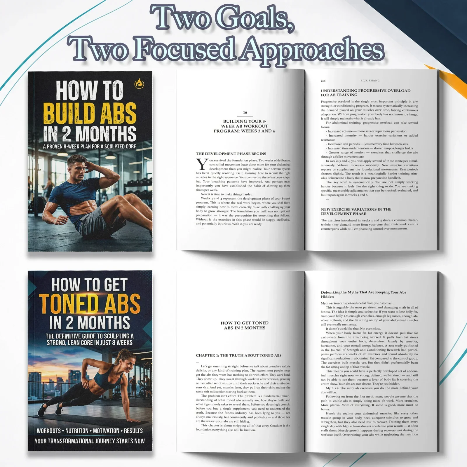 남성과 여성을 위한 2권의 복근 운동 가이드 세트, 탄 - Nutrition Fitness Plan 리뷰 및 가격